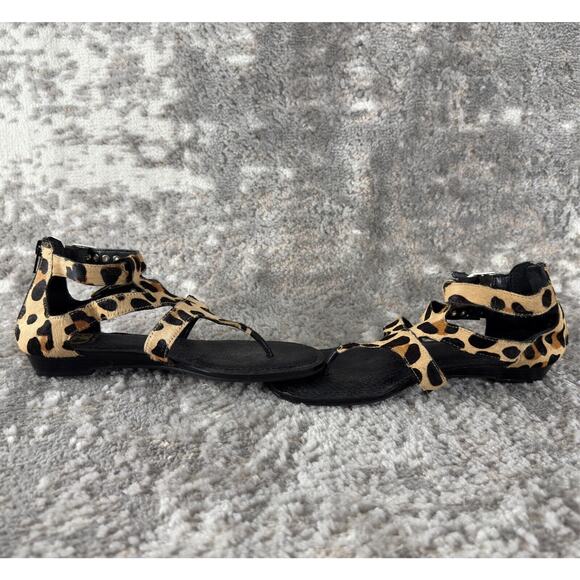 Gianni Bini Sz 8 Cheetah Animal Print Real Fur Calf Hair Sandals - Picture 6 of 10